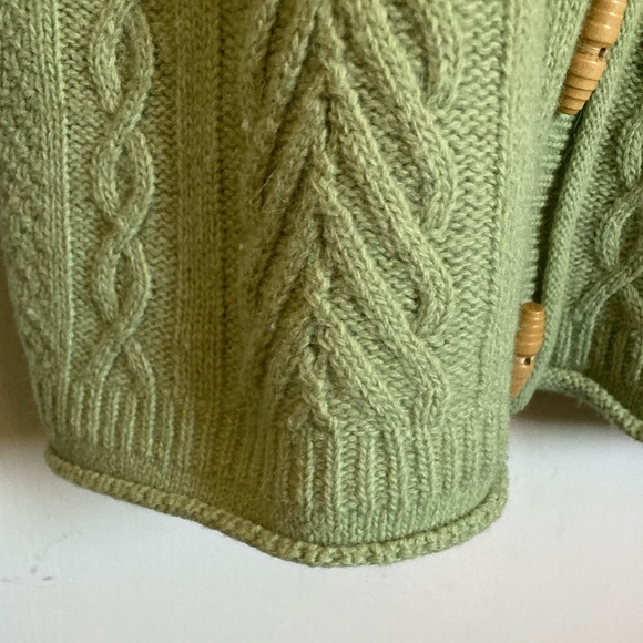 🌞Jillian Jones Lime Green Lambswool Blend Toggle Button Hooded Cardigan #Bl - Picture 7 of 9